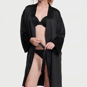 Victoria's Secret Black Satin Robe